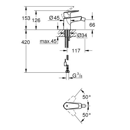 GROHE 23332001 - BAUEDGE bidécsaptelep S méret, fényes króm