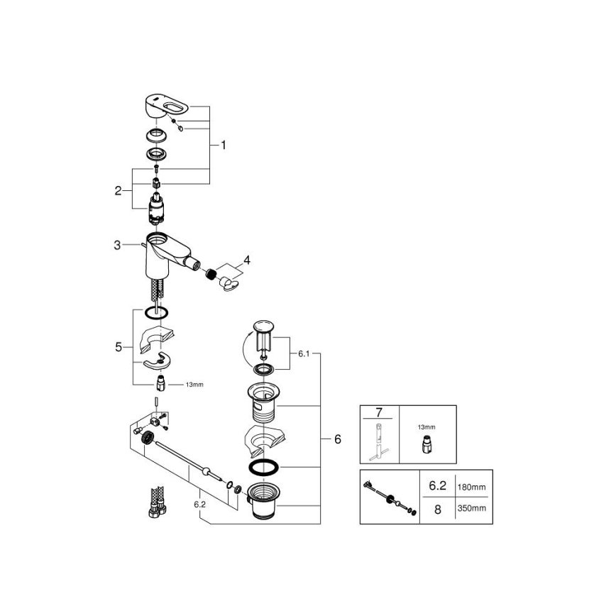 GROHE 23338000 - BAULOOP bidé csaptelep, fényes króm