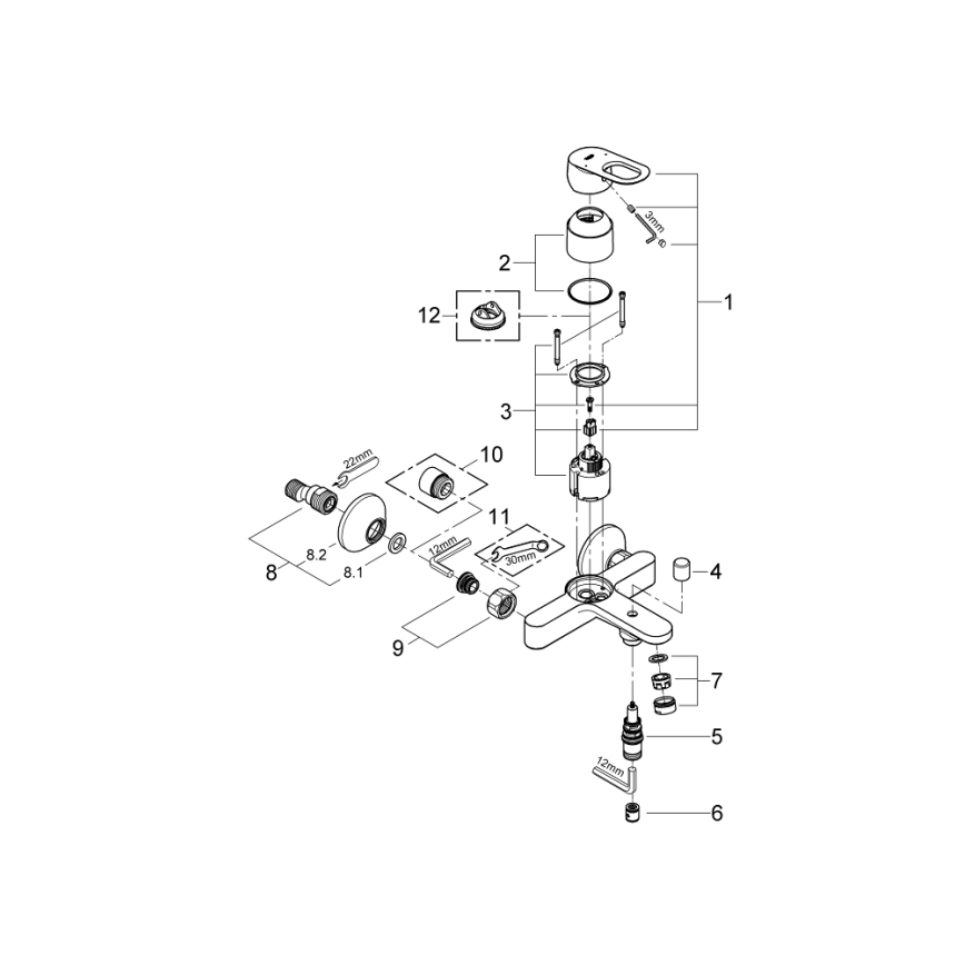 GROHE 23341000 - BAULOOP kádcsaptelep DN 15, fényes króm