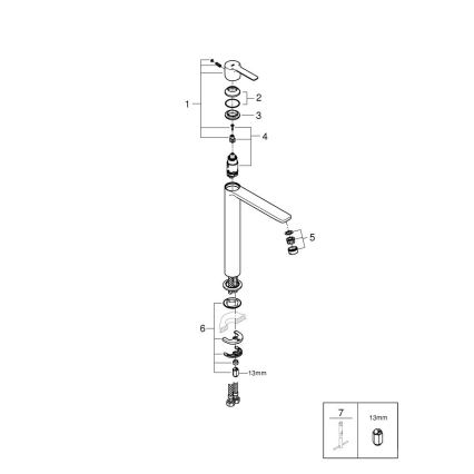 GROHE 23405DC1 - LINEARE mosdócsaptelep DN 15, rozsdamentes acél