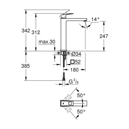 GROHE 23406000 - EUROCUBE mosdócsaptelep, XL méret, fényes króm