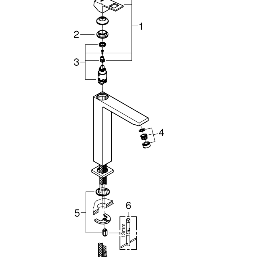 GROHE 23406000 - EUROCUBE XL méretű mosdócsaptelep, fényes króm