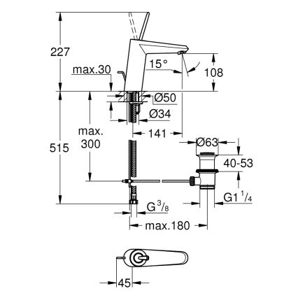 GROHE 23427000 - EURODISC JOY mosdócsaptelep, DN 15, M méret, fényes króm