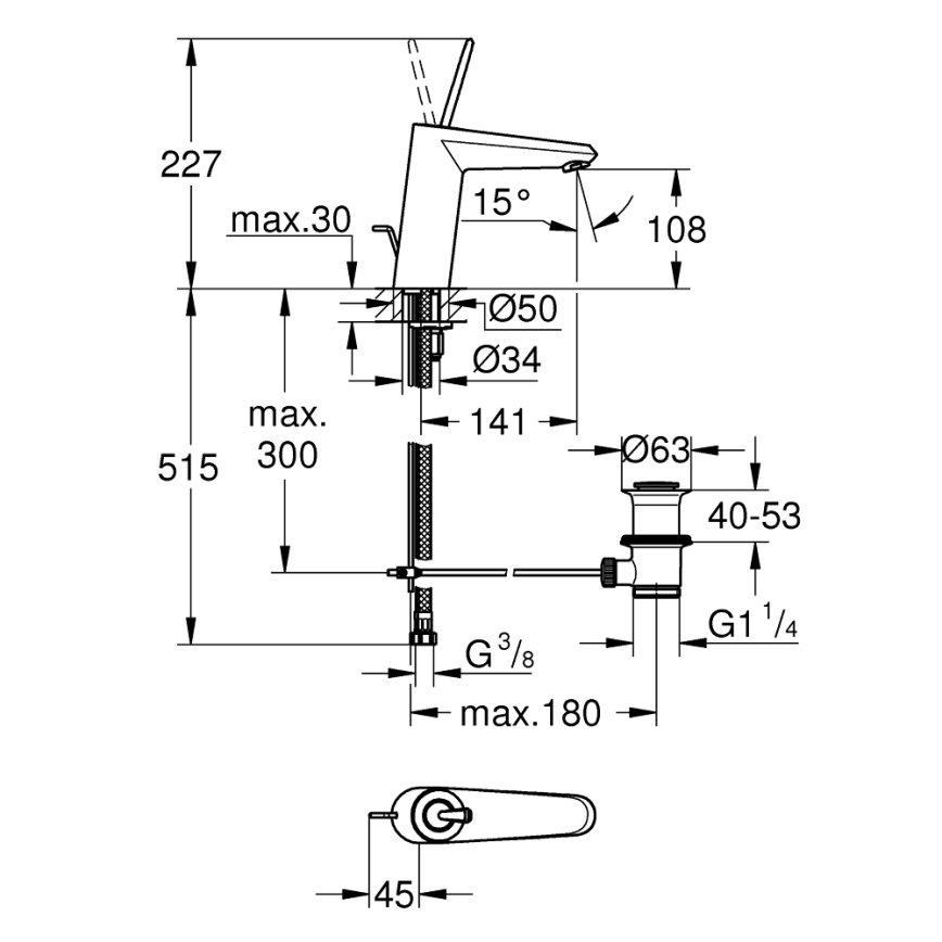 GROHE 23427000 - EURODISC JOY mosdócsaptelep, DN 15, M méret, fényes króm