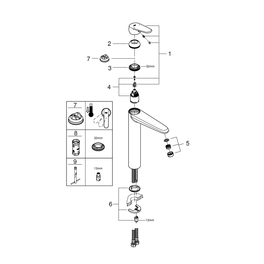 GROHE 23432000 - EURODISC COSMOPOLITAN mosdócsaptelep, XL méret, króm
