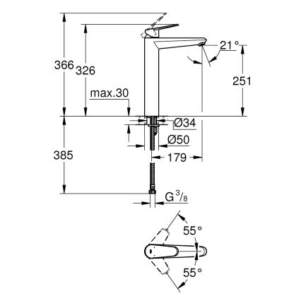 GROHE 23432000 - EURODISC COSMOPOLITAN mosdócsaptelep, XL méret, króm