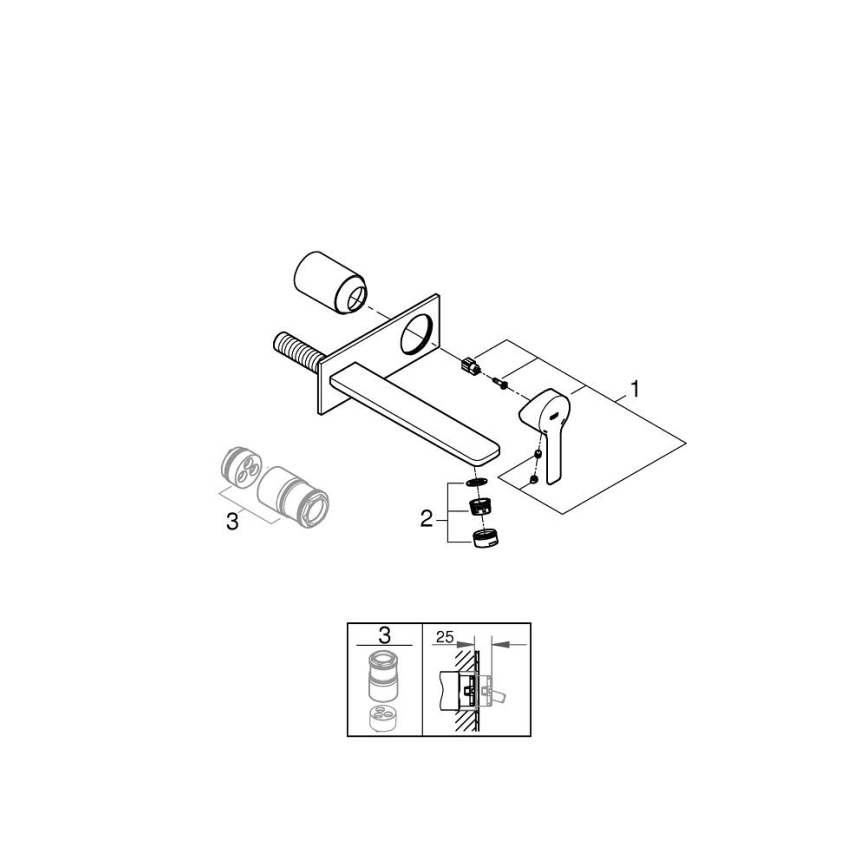 GROHE 23444AL1 - Rejtett beépítésű mosdócsaptelep LINEARE 207 mm grafit