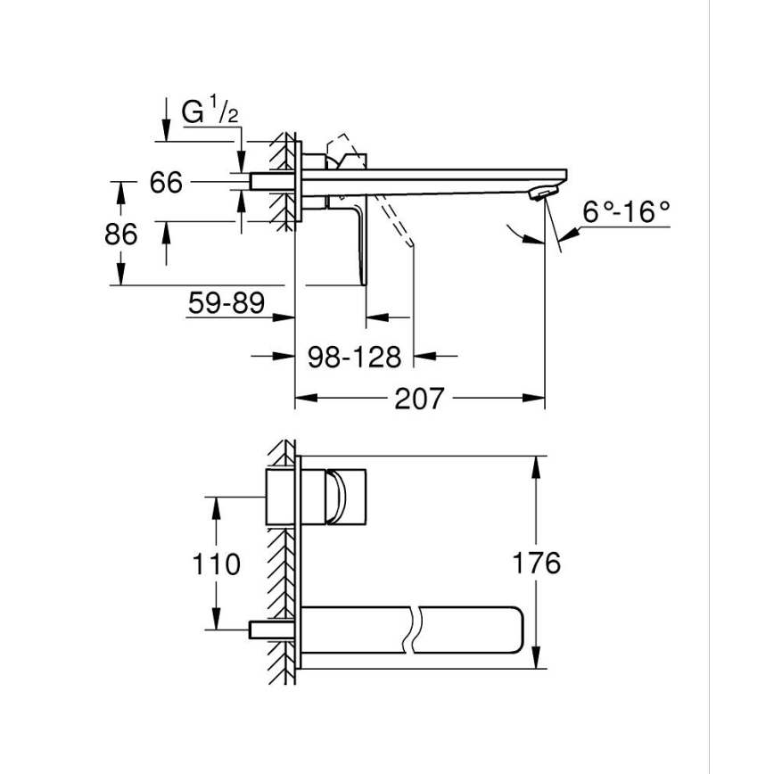 GROHE 23444AL1 - Rejtett beépítésű mosdócsaptelep LINEARE 207 mm grafit