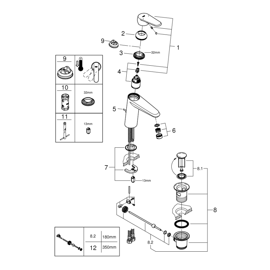 GROHE 23448002 - Mosdócsaptelep EURODISC COSMOPOLITAN, M méret, króm