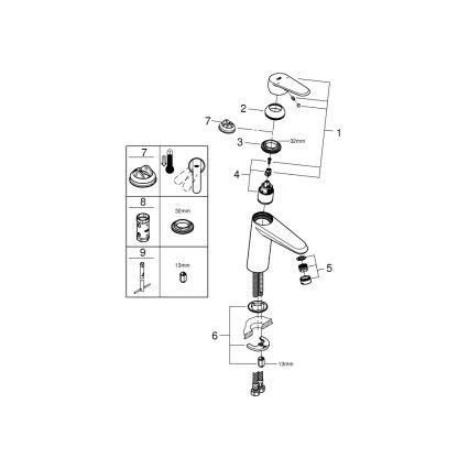 GROHE 23449002 - EURODISC COSMOPOLITAN mosdócsaptelep, méret M, króm