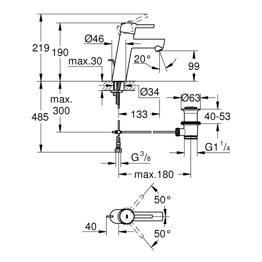 GROHE 23450001 - CONCETTO M mosdócsaptelep fényes króm