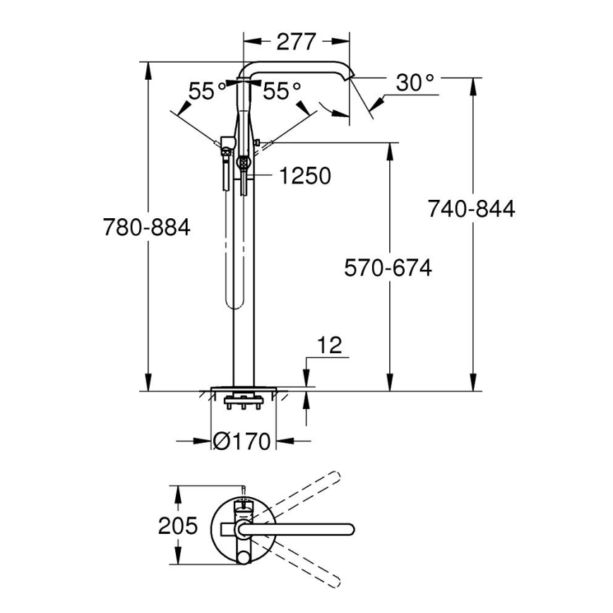 GROHE 23491AL1 - ESSENCE kádcsaptelep 277 mm grafit