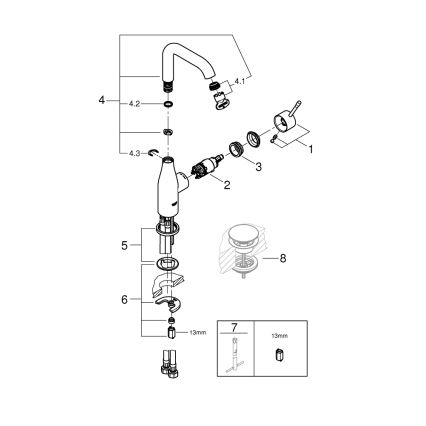 GROHE 23541001 - ESSENCE mosdócsaptelep DN 15 fényes króm