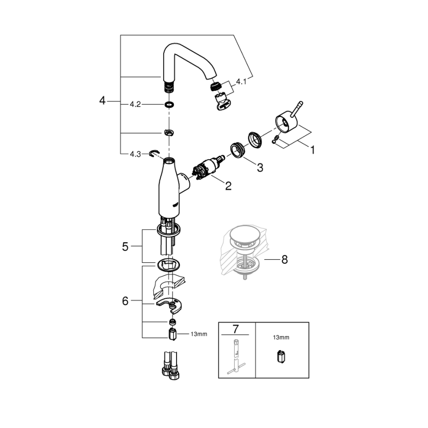 GROHE 23541001 - ESSENCE mosdócsaptelep DN 15 fényes króm