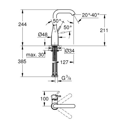 GROHE 23541001 - ESSENCE mosdócsaptelep DN 15 fényes króm