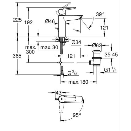 GROHE 235522432 - Mosdócsaptelep START 192 mm fekete