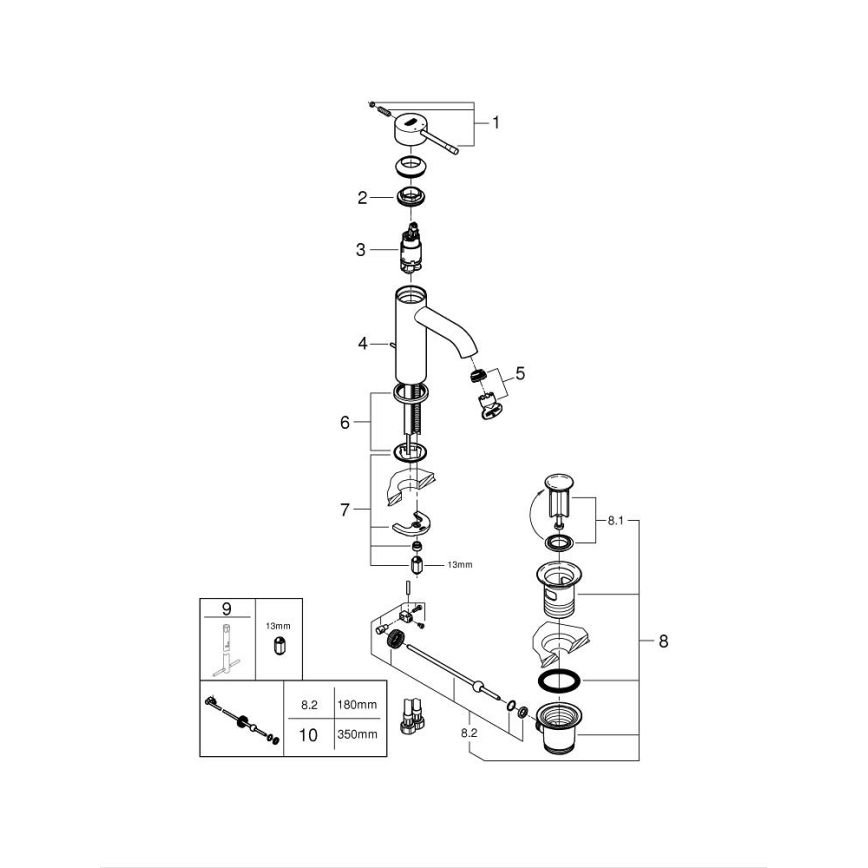 GROHE 23589AL1 - Mosdócsaptelep ESSENCE, S méret, grafit