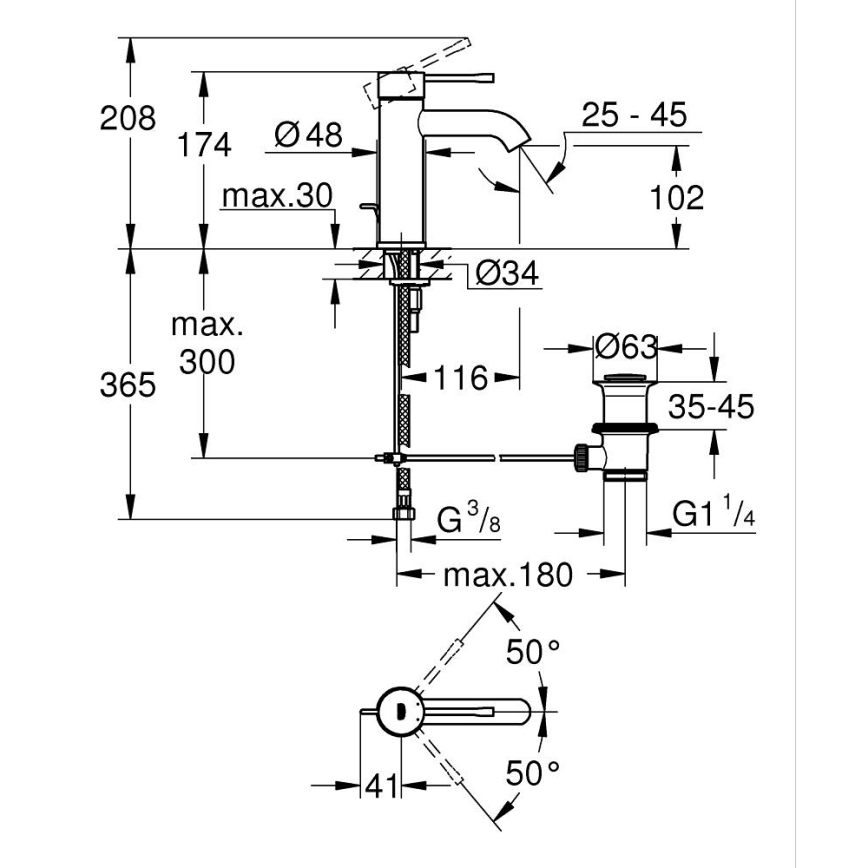 GROHE 23589GN1 - ESSENCE mosdócsaptelep DN 15, S méret, arany