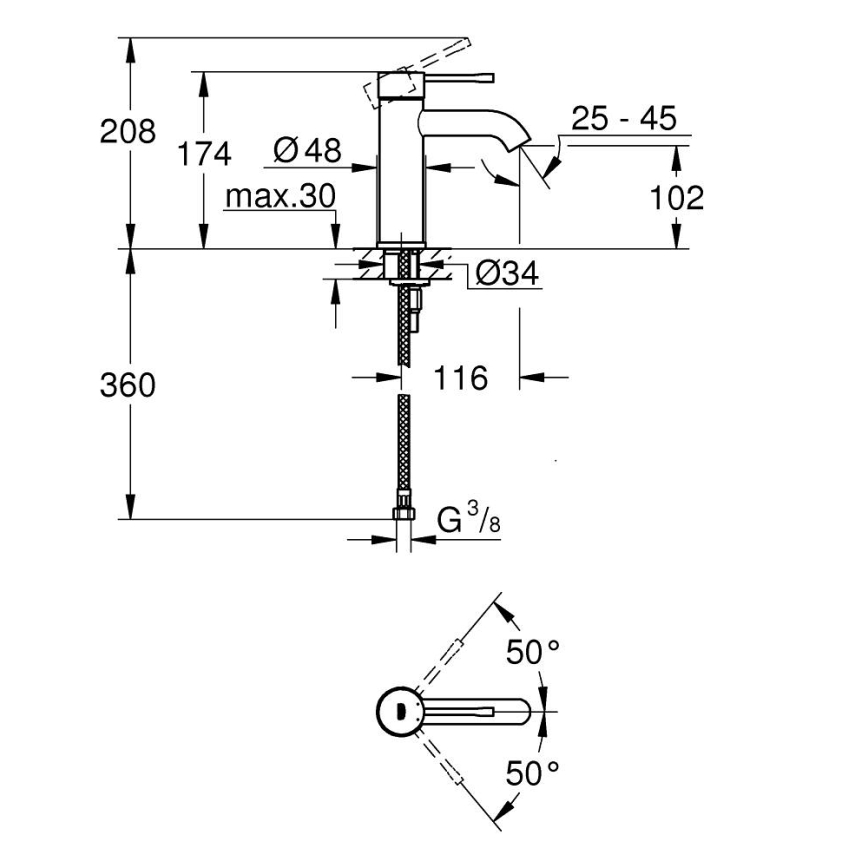 GROHE 23590GN1 - ESSENCE mosdócsaptelep S méret, arany