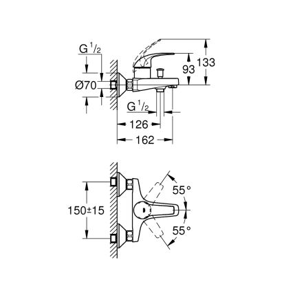 GROHE 23599000 - EUROSMART kádcsaptelep DN 15, fényes króm