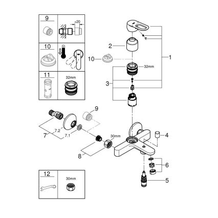 GROHE 23603000 - BAULOOP kádcsaptelep DN 15, fényes króm