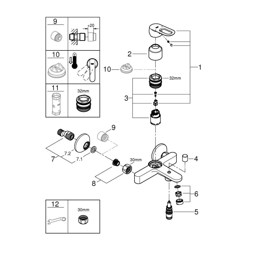 GROHE 23603000 - BAULOOP kádcsaptelep DN 15, fényes króm