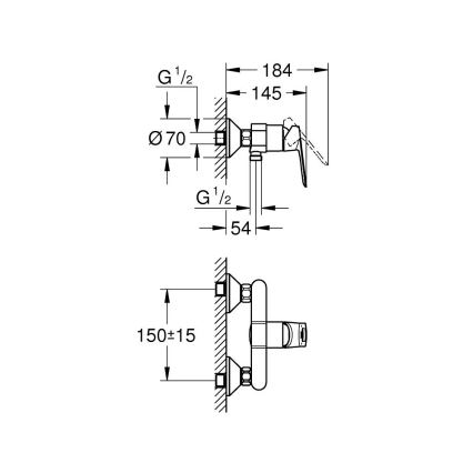 GROHE 23634000 - BAULOOP zuhanycsaptelep DN 15, fényes króm