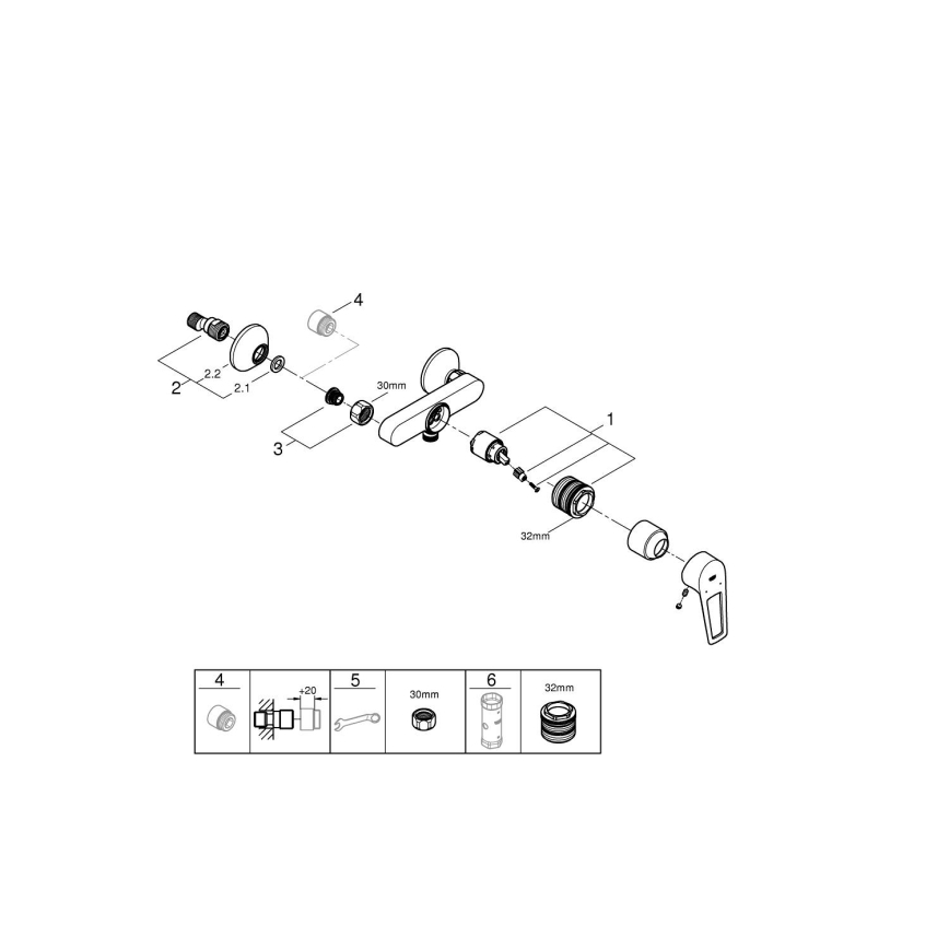 GROHE 23634001 - Zuhanycsaptelep DN 15, fényes króm