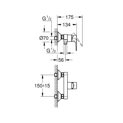 GROHE 23634001 - Zuhanycsaptelep DN 15, fényes króm