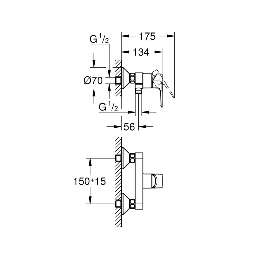 GROHE 23634001 - Zuhanycsaptelep DN 15, fényes króm