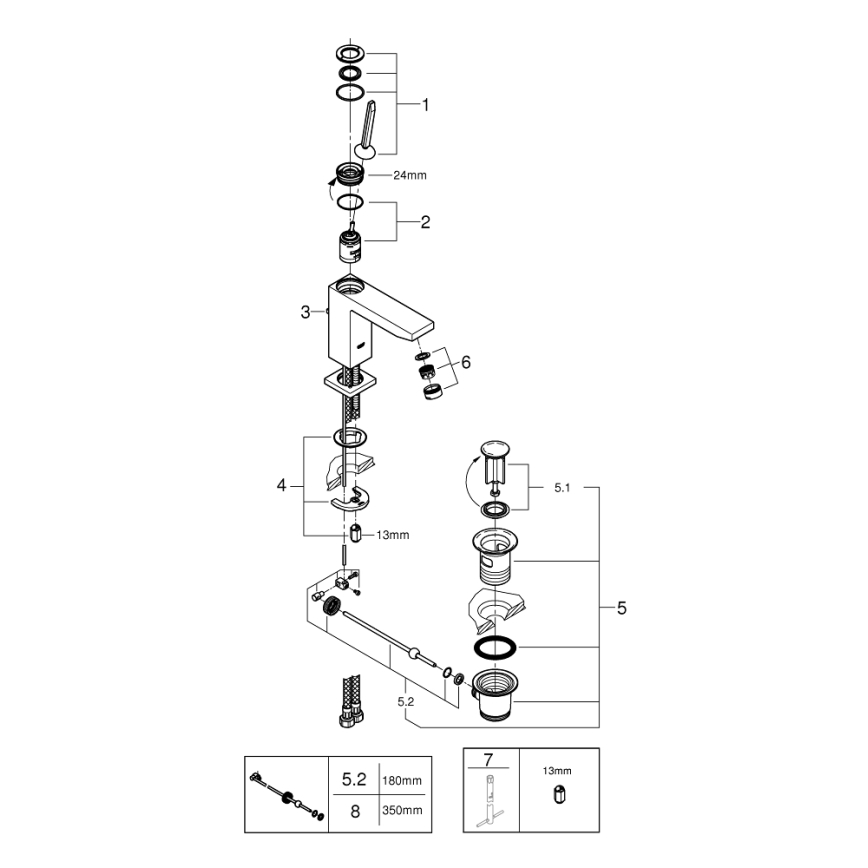 GROHE 23657000 - EUROCUBE JOY mosdócsaptelep, M méret, fényes króm