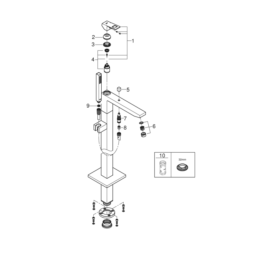GROHE 23672001 - EUROCUBE kádcsaptelep 298 mm, fényes króm
