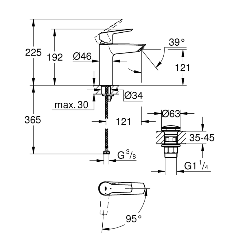 GROHE 237462432 - START mosdócsaptelep, M-es méret, fekete