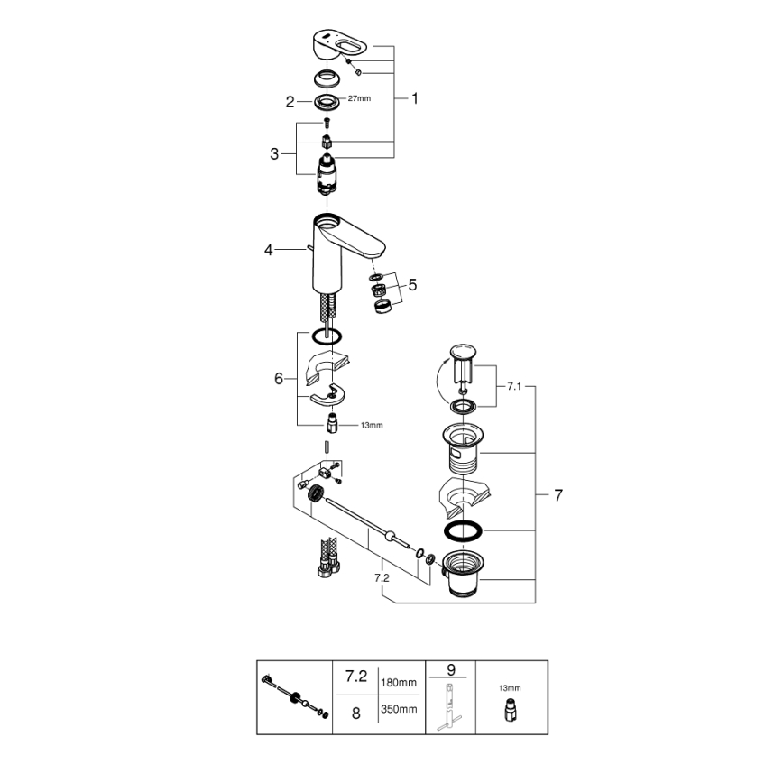 GROHE 23762000 - BAULOOP mosdócsaptelep DN 15 fényes króm