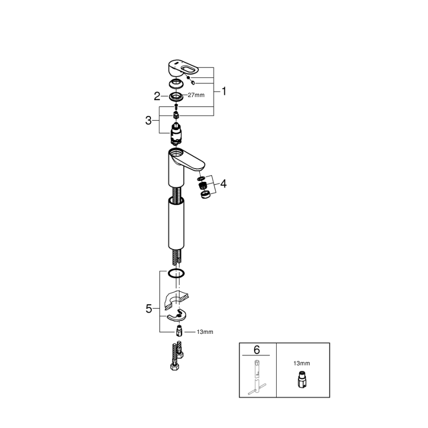 GROHE 23764000 - BAULOOP DN 15 mosdócsaptelep fényes króm
