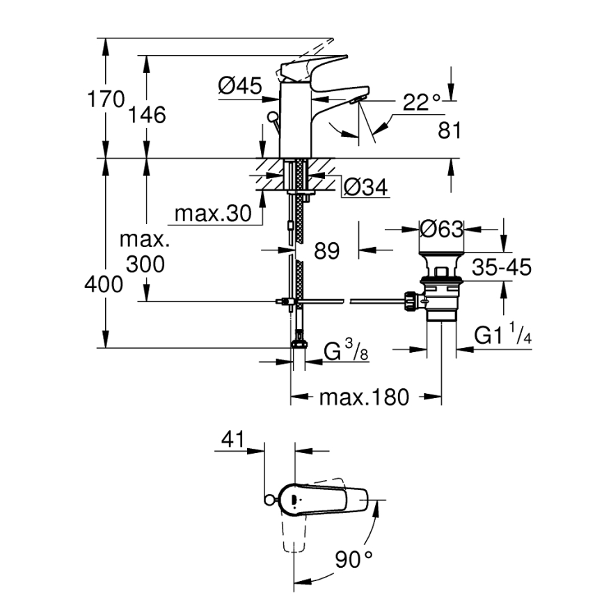 GROHE 23769000 - START FLOW mosdócsaptelep, fényes króm