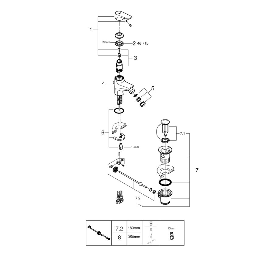 GROHE 23770000 - Bidécsaptelep START FLOW fényes króm
