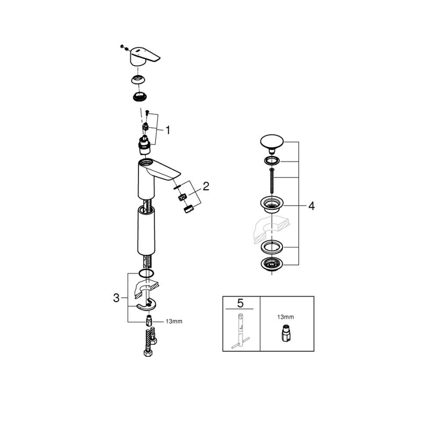 GROHE 23777001 - START EDGE XL méretű mosdócsaptelep, fényes króm