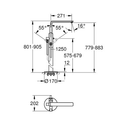 GROHE 23792001 - LINEARE 271 mm kádcsaptelep, fényes króm