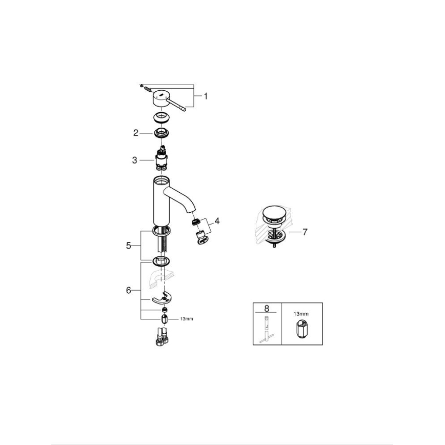 GROHE 23797001 - ESSENCE S méretű mosdócsaptelep, fényes króm