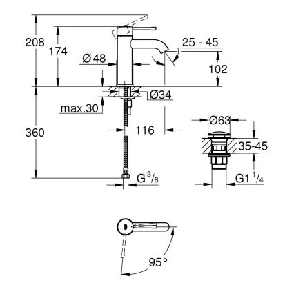 GROHE 23797001 - ESSENCE S méretű mosdócsaptelep, fényes króm