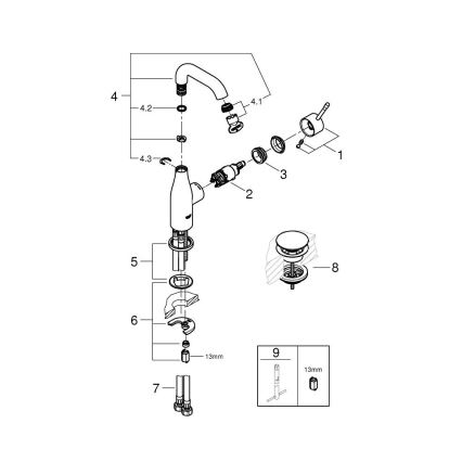 GROHE 23798001 - ESSENCE mosdócsaptelep DN 15, M méret, fényes króm