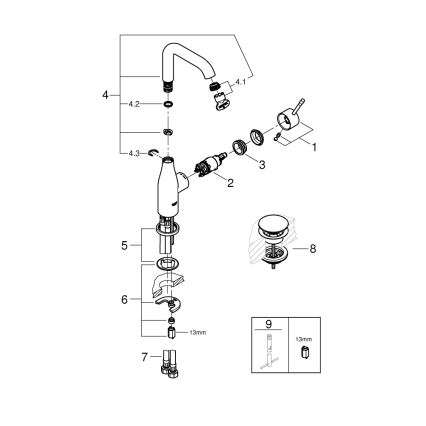GROHE 23799001 - ESSENCE mosdócsaptelep, L méret, fényes króm