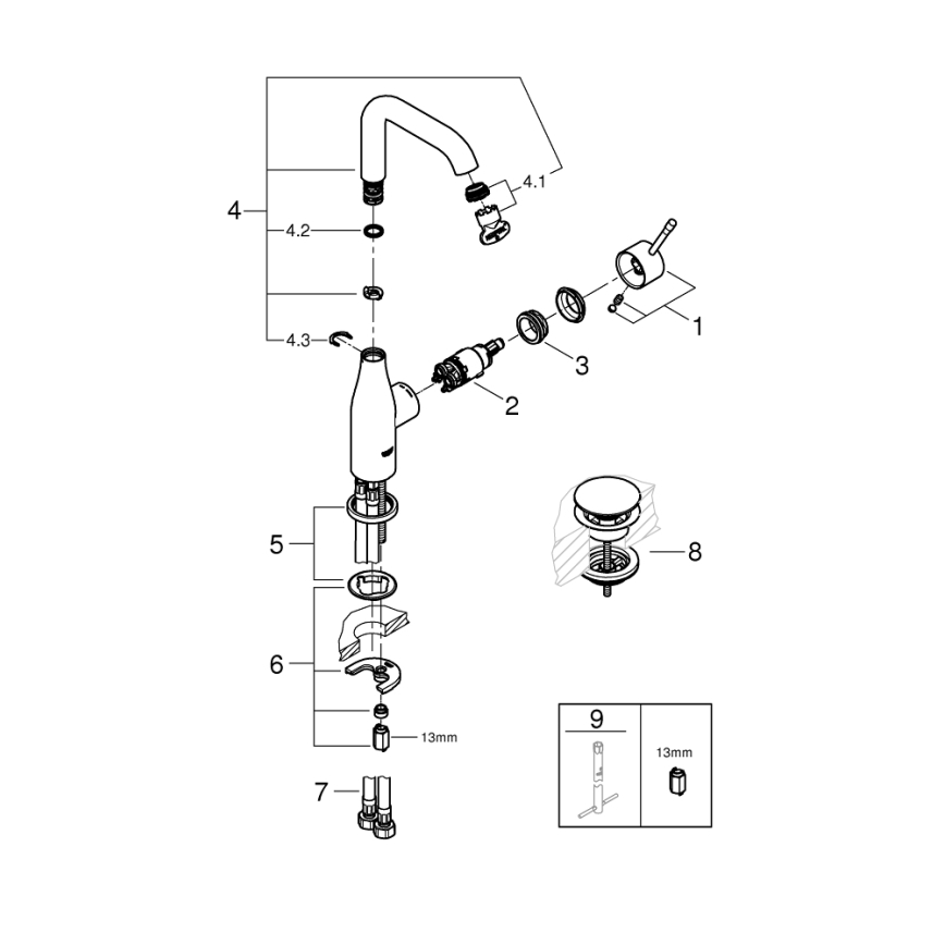GROHE 23799001 - ESSENCE mosdócsaptelep, L méret, fényes króm