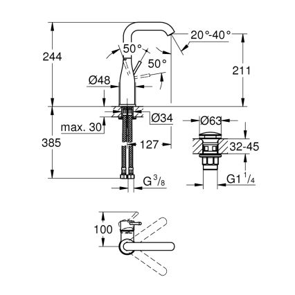 GROHE 23799001 - ESSENCE mosdócsaptelep, L méret, fényes króm