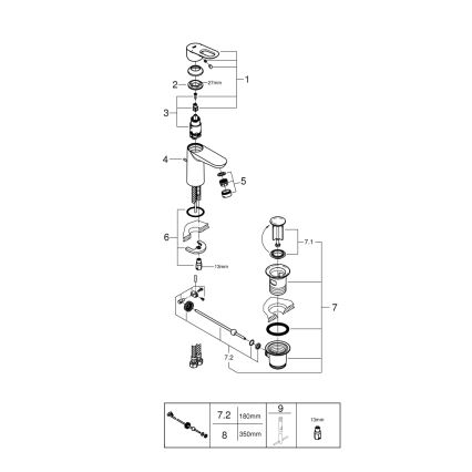 GROHE 23803000 - EUROSMART mosdócsaptelep, fényes króm
