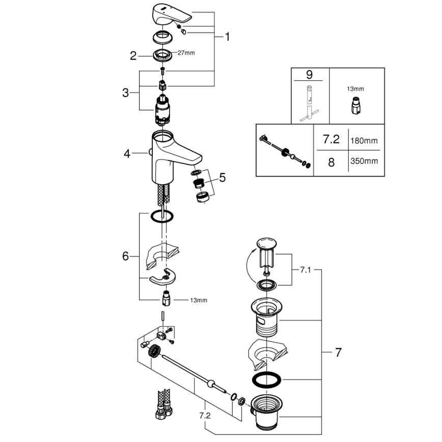 GROHE 23809000 - START FLOW mosdócsaptelep DN 15, fényes króm