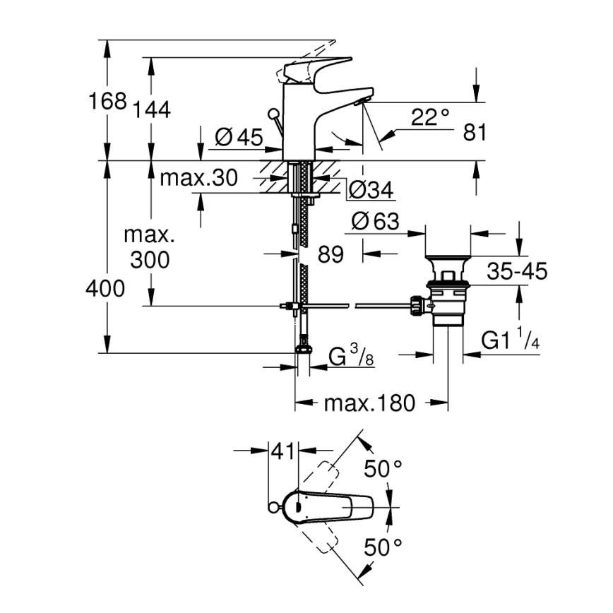 GROHE 23809000 - START FLOW mosdócsaptelep DN 15, fényes króm