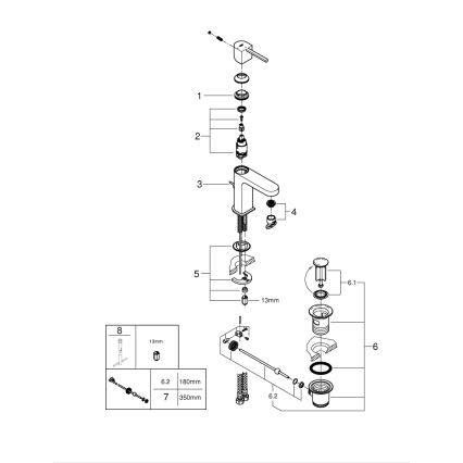 GROHE 23870003 - PLUS mosdócsaptelep, S méret, fényes króm