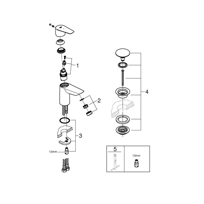 GROHE 23900001 - START EDGE mosdócsaptelep, S méret, fényes króm